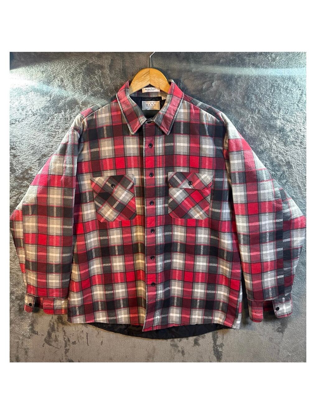 True Vintage x 70s Sears The Men’s Store Perma-Prest Flannel Shacket XL Red USA!